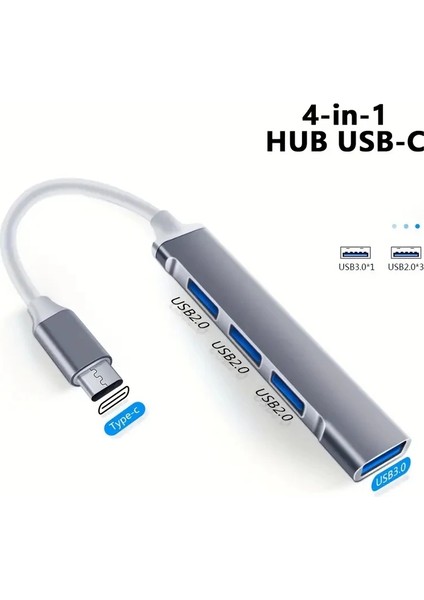 4 In 1 USB 3.0 Hub Yüksek Hızlı Usb3.0 Otg 4 Port USB C Hub Çoğaltıcı Splitter Adaptörü Xiaomi Dizüstü Bilgisayar Macbook Air Pro Type-C Çoklayıcı modelleri
