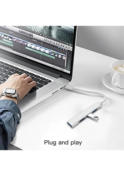 4 In 1 USB 3.0 Hub Yüksek Hızlı Usb3.0 Otg 4 Port USB C Hub Çoğaltıcı Splitter Adaptörü Xiaomi Dizüstü Bilgisayar Macbook Air Pro Type-C Çoklayıcı