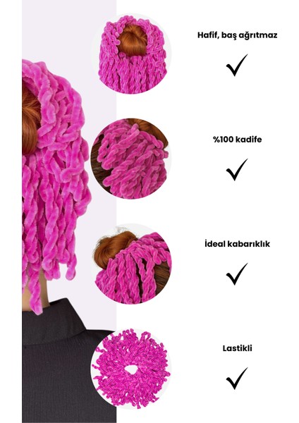 Pembe Kadife Topuz Tokası Dolgun Lastikli Tesettür Kadın Aksesuar Toka modelleri