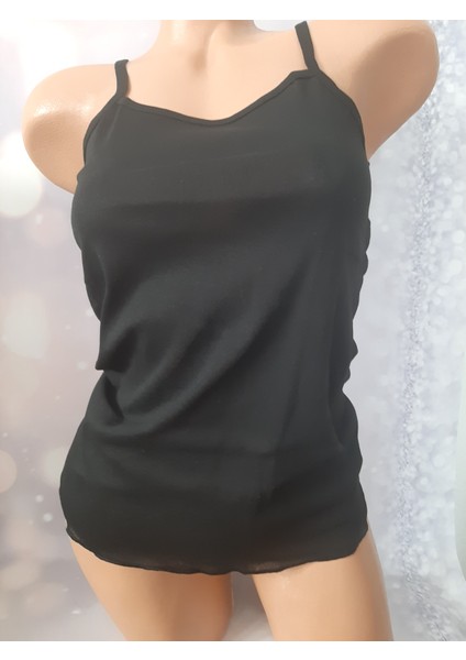 Siyah Ribana Ip Askılı %100 Cotton Kadın Rahat Kullanışlı Atlet fiyatları