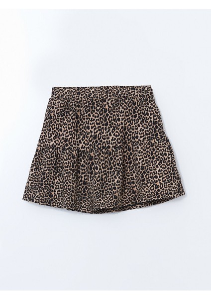 Yeni Sezon Beli Lastikli Leopar Desenli Kiz Cocuk Etek - S5IV77Z4