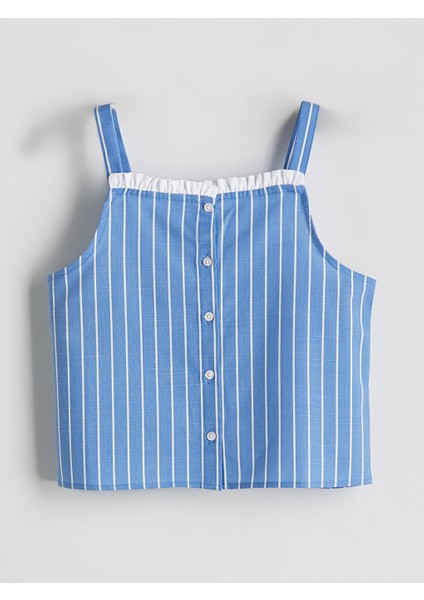 Yeni Sezon Kare Yaka Kiz Cocuk Crop Bluz - S5IO73Z4