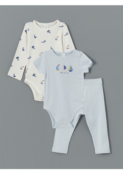 Yeni Sezon Erkek Bebek Citcitli Body ve Tayt 3'lu - S5BR29Z1