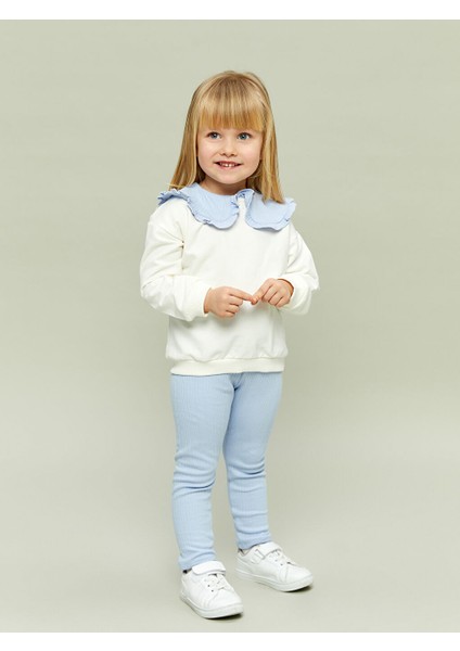 Yeni Sezon Bebe Yaka Kiz Bebek Sweatshirt ve Tayt 2'li - S56846Z1