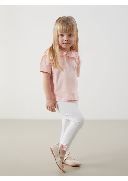 Yeni Sezon Bebe Yaka Nakisli Kiz Bebek Bluz ve Tayt 2'li - S55196Z1