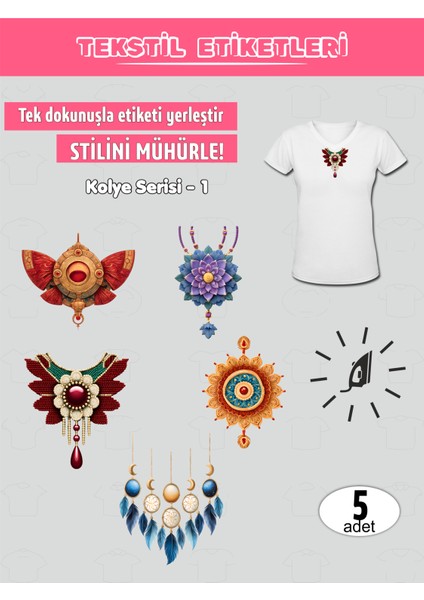 Ütü ile Yapışan Kıyafet Etiketi Kolye Serisi