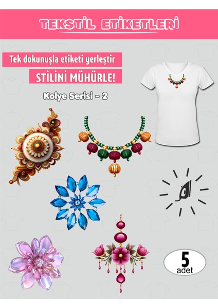 Ütü ile Yapışan Kıyafet Etiketi Kolye Serisi