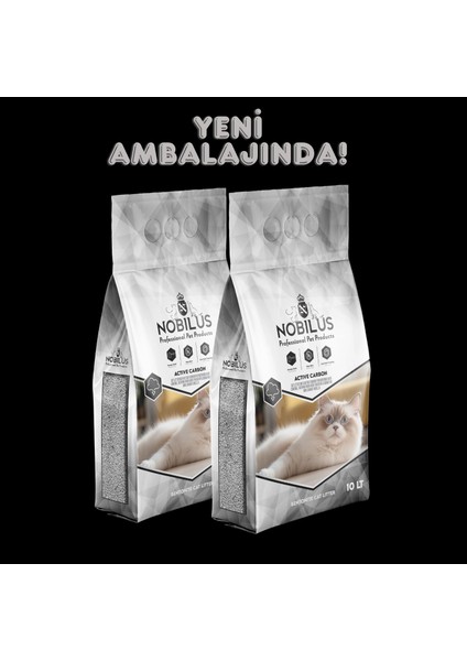NOBİLUS Aktif Karbonlu, 2'li Avantaj Paketi, Koku Hapseden, Topaklanan, Tozsuz Kedi Kumu 10 Lt x 2 Adet fiyatları