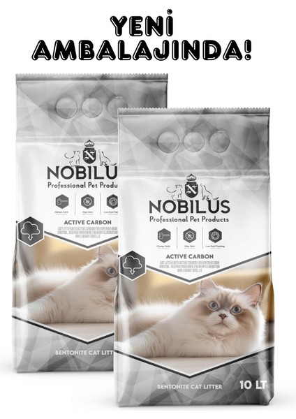 NOBİLUS Aktif Karbonlu, 2'li Avantaj Paketi, Koku Hapseden, Topaklanan, Tozsuz Kedi Kumu 10 Lt x 2 Adet fırsatları