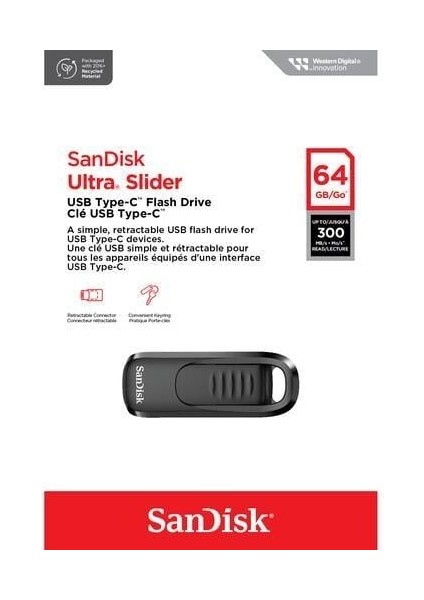 Sandısk 64GB Ultra Slıder SDCZ480-064G-G46 Typec USB Bellek