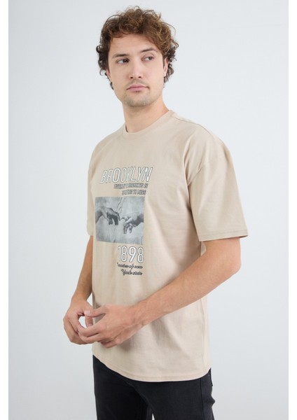 Brooklyn Yazı Baskılı Oversize Tişört