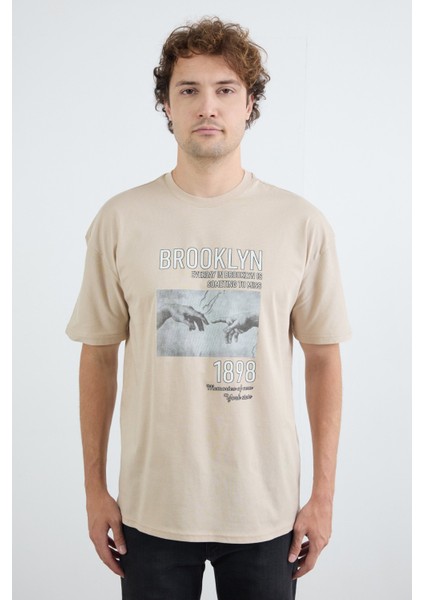 Brooklyn Yazı Baskılı Oversize Tişört