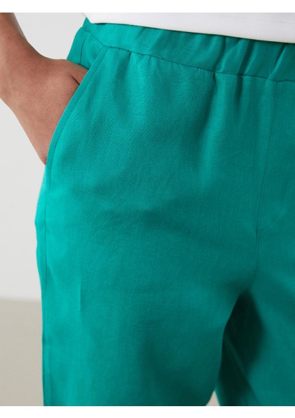 Yeni Sezon Beli Lastikli Keten Kadin Pantolon - S5O265Z8 modelleri