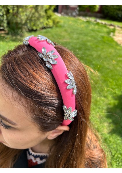 Abiye Kadın Mezuniyet Kına Ince Model Avize Taşlı Pembe Taç Saç Aksesuarı fiyatları