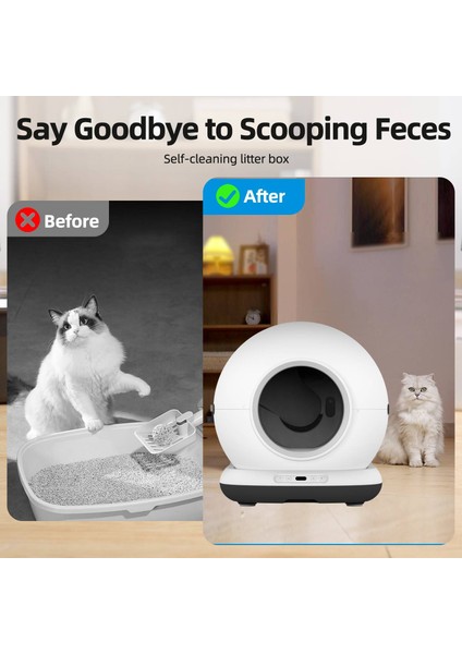 CB002 Kameralı Akıllı Otomatik Kedi Tuvaleti, App ile Uzaktan Kontrol, 72LT Hazne, 7lt Çöp Haznesi