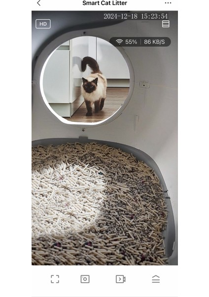 CB002 Kameralı Akıllı Otomatik Kedi Tuvaleti, App ile Uzaktan Kontrol, 72LT Hazne, 7lt Çöp Haznesi