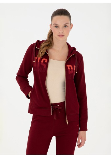 Kapüşon Yaka Bordo Kadın Sweatshırt SW01-SK024