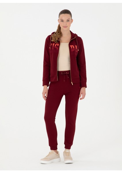 Kapüşon Yaka Bordo Kadın Sweatshırt SW01-SK024 fırsatları