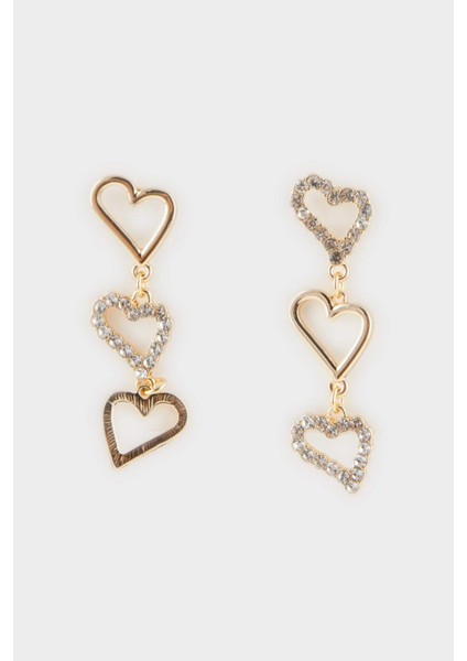 Kadın Kalpli Gold Küpe F1402AXNS
