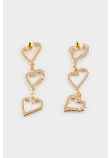 Kadın Kalpli Gold Küpe F1402AXNS