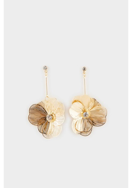 Kadın Çiçekli Gold Küpe F0892AXNS