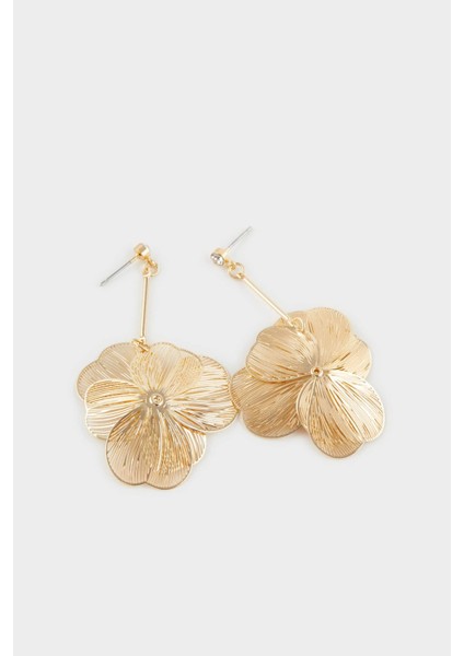 Kadın Çiçekli Gold Küpe F0892AXNS