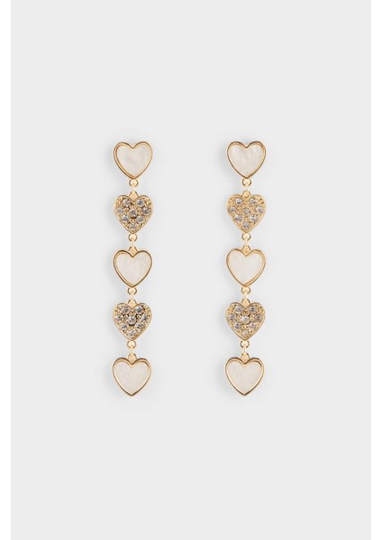 Kadın Kalpli Gold Küpe F1386AXNS