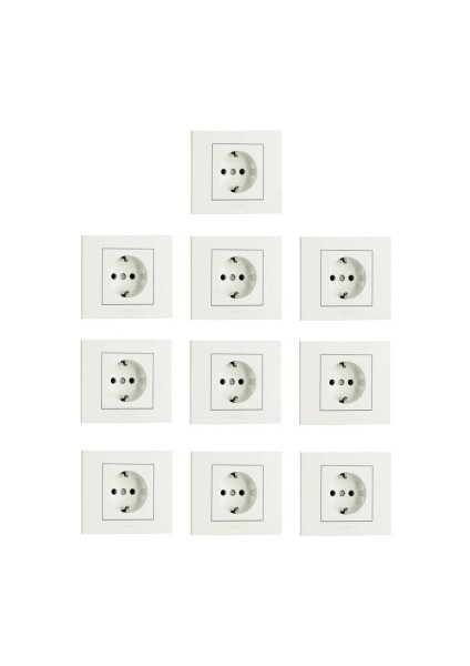 10 Adet Ovivo Grano Beyaz Topraklı Priz 10'lu Paket