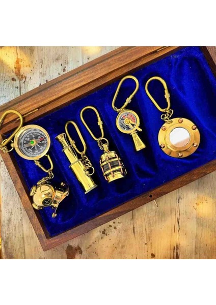 Premium Lüks Ahşap Kutulu Özel Üretim 6’lı Pirinç Anahtarlık Seti Vıp Takım Hediyelik Koleksiyon Elegance Seri indirimleri