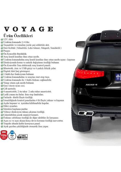 Legosh Akülü Uzaktan Kumandalı Araba Voyage Gt 4x2 Deri Koltuklu indirimleri