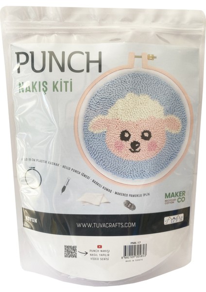 Punch Nakış Kiti Koyun Desenli Kumaş Punch Yapım Seti