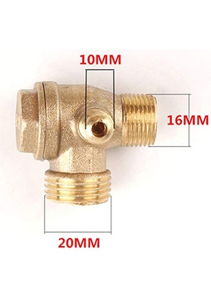 Tangjıancheng Yedek 10X16X20MM Diş Çekvalf Konnektör Parçası Pirinç Hava Kompresörü 3-Port Dişli Konnektör 1 Adet Altın (Yurt Dışından) fırsatları
