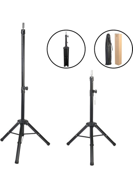 Kuaför Eğitim Mankeni Için Metal Tripod Siyah + Taşıma Çantası