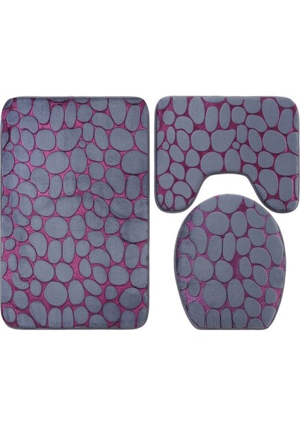 3 Tane Banyo Bath Mat Seti Yumuşak Siz 3pc. Banyo Halısı Emici Duş Carpets (Yurt Dışından)