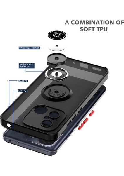 Xiaomi Redmi 12C Için Yüzük Stand Mat Sert Silikon Telefon Kılıfı - Yeşil (Yurt Dışından)