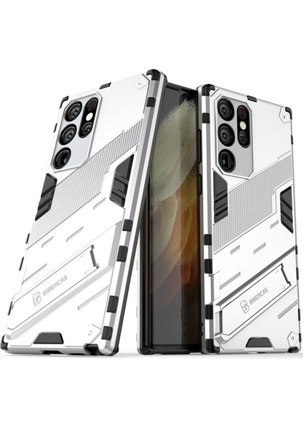 Samsung Galaxy S22 Ultra 5g Için Sert Pc Tpu Hibrit Düşme Önleyici Stand Telefon Kılıfı - Yeşil (Yurt Dışından)