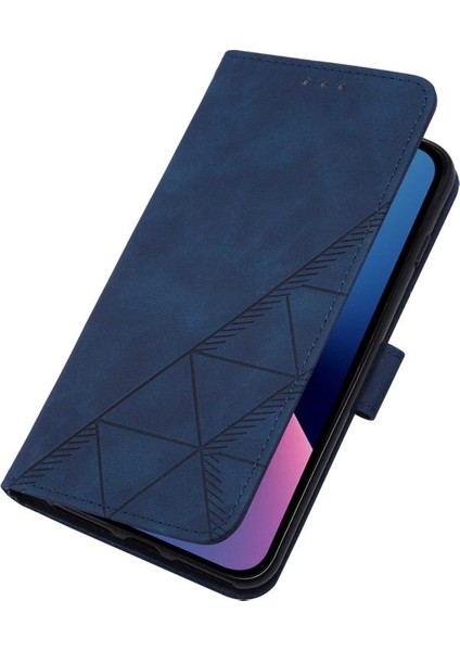iPhone 15 Pro Için Kabartmalı Pu Deri Stand Cüzdan Telefon Kılıfı - Mavi (Yurt Dışından) modelleri