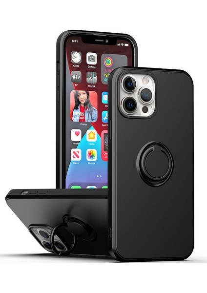 Apple iPhone 14 Pro Için Ince Silikon Yüzük Stand Telefon Kılıfı - Yeşil (Yurt Dışından)