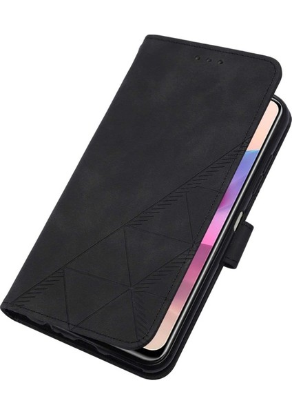 Redmi Note 10S / Note 10 4g Için Kabartmalı Pu Deri Stand Cüzdan Telefon Kılıfı - Siyah (Yurt Dışından) fırsatları