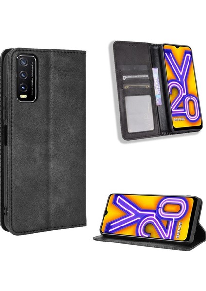 Retro Style Pu Deri Stand Cüzdan Telefon Kasası Için Vivo Y20/Y20I (Yurt Dışından)