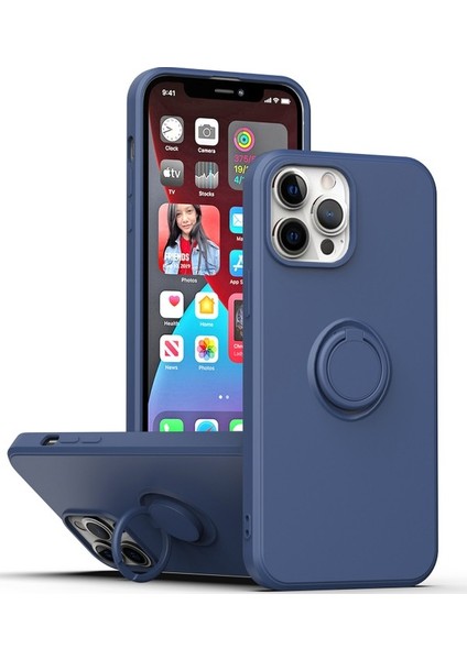 Apple iPhone 14 Pro Için Ince Silikon Yüzük Stand Telefon Kılıfı - Yeşil (Yurt Dışından)