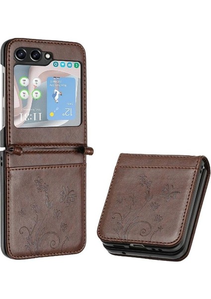 Samsung Galaxy Z Flip5 Pu Deri Kart Tutucu Bilek Kayışı Için Filp Durumda (Yurt Dışından)
