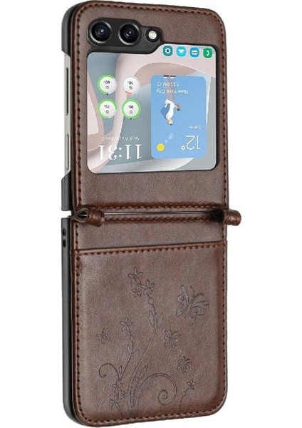 Samsung Galaxy Z Flip5 Pu Deri Kart Tutucu Bilek Kayışı Için Filp Durumda (Yurt Dışından)