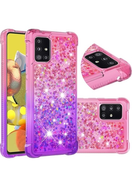 Galaxy A51 5g Için Darbeye Dayanıklı Gradyan Renkli Işıltılı Tpu Telefon Kılıfı - Rosé/turkuvaz (Yurt Dışından)