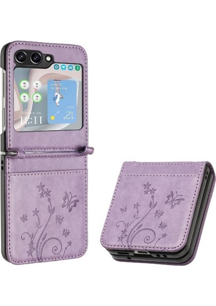 Samsung Galaxy Z Flip5 Pu Deri Kart Tutucu Bilek Kayışı Için Filp Durumda (Yurt Dışından)