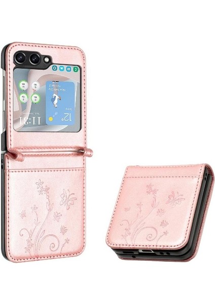 Samsung Galaxy Z Flip5 Pu Deri Kart Tutucu Bilek Kayışı Için Filp Durumda (Yurt Dışından)