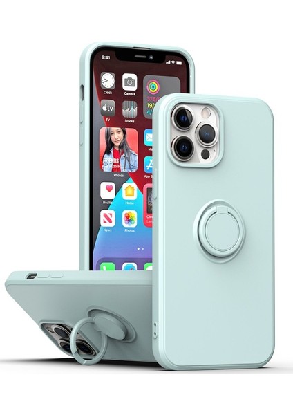 Apple iPhone 14 Pro Için Ince Silikon Yüzük Stand Telefon Kılıfı - Yeşil (Yurt Dışından) fiyatları