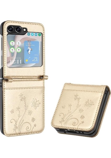 Samsung Galaxy Z Flip5 Pu Deri Kart Tutucu Bilek Kayışı Için Filp Durumda (Yurt Dışından)