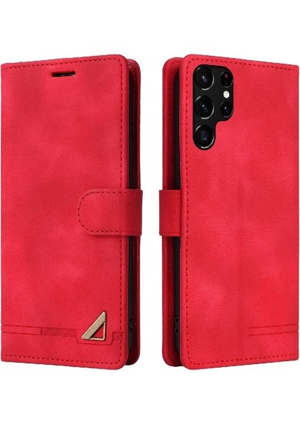 Samsung Galaxy S22 Ultra Cüzdan Basit Iş Deri Kılıf Için Flip Case (Yurt Dışından)