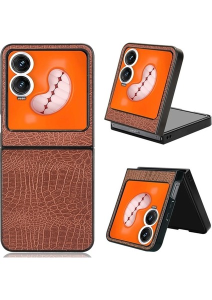 Infinix Zero Flip Beyaz Için Timsah Dokulu Telefon Kılıfı (Yurt Dışından)